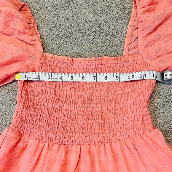 Emory Park Peach-Pink Tiered Gauzey Smocked Maxi Dress. Size Small. - Picture 13 of 14